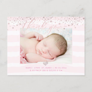 PixDezines Baby Danke / Blush Pink Confetti Postkarte