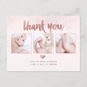 PixDezines Baby Dusche Vielen Dank/Imitats Rose Go Postkarte