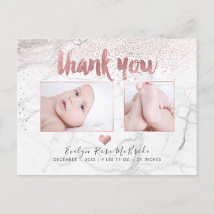 PixDezines Baby Dusche Vielen Dank/Imitats Rose Go Postkarte