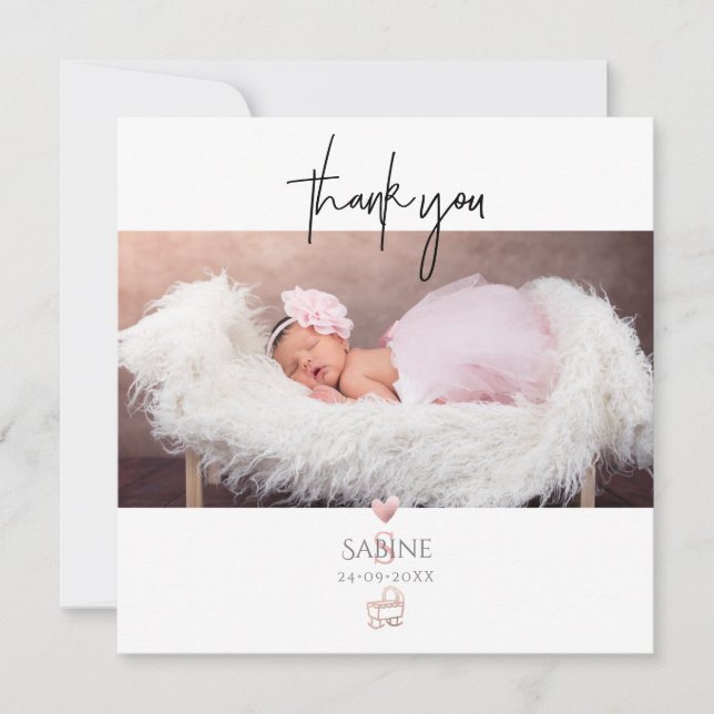 PixDezines Baby Shower Danke Rose Gold Einladung (Vorderseite)