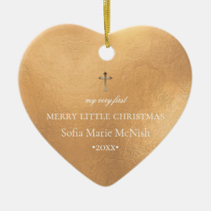 PixDezines Baby's 1. Weihnachtsfest Foto, Golden Keramik Ornament