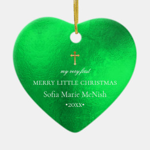 PixDezines Baby's 1st Christmas Foto, Neon Green Keramik Ornament