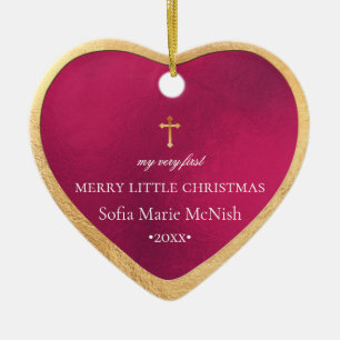 PixDezines Baby's First Christmas, Red Pomegranat Keramik Ornament