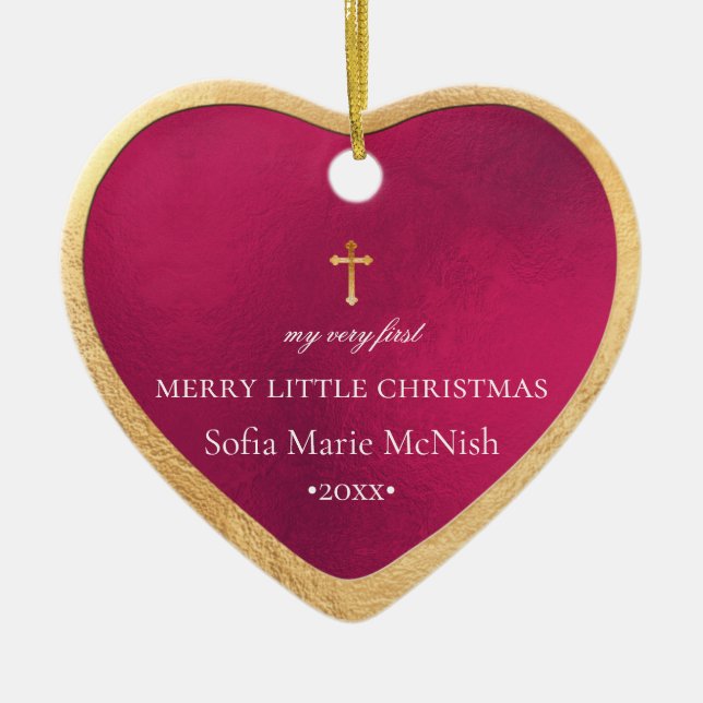 PixDezines Baby's First Christmas, Red Pomegranat Keramik Ornament (Vorne)