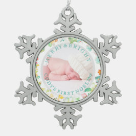 PixDezines Baby's First Christmas/Sophie's Garden Schneeflocken Zinn-Ornament