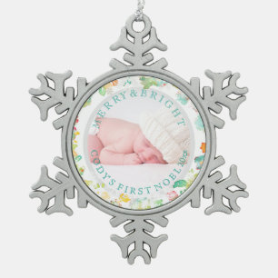 PixDezines Baby's First Christmas/Sophie's Garden Schneeflocken Zinn-Ornament
