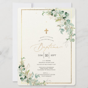 PixDezines Baptême d'Eucalyptus Rustique Aquarelle Einladung