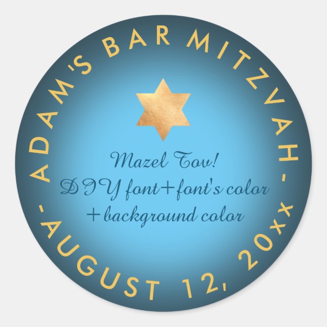 PixDezines Bar Mitzvah/Bat Mitzvah/DIY Runder Aufkleber (Vorderseite)