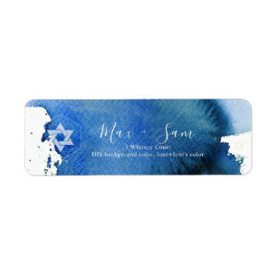 PixDezines Bar Mitzvah Navy Blue Watercolor