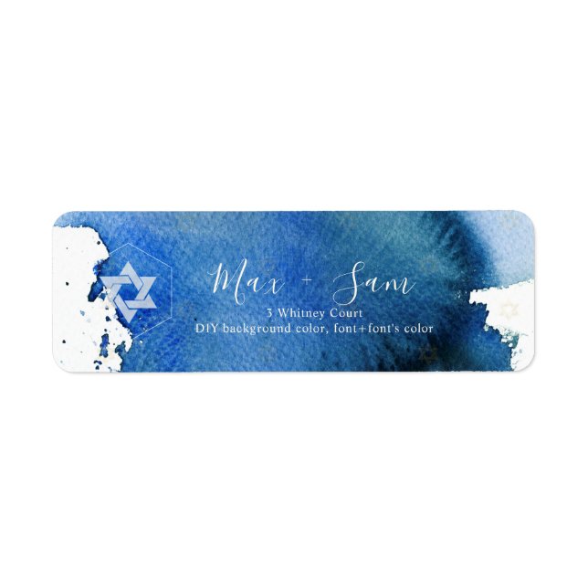 PixDezines Bar Mitzvah Navy Blue Watercolor (Vorne)