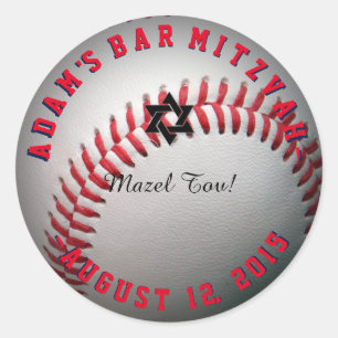 PixDezines Baseball Mitzvah Runder Aufkleber