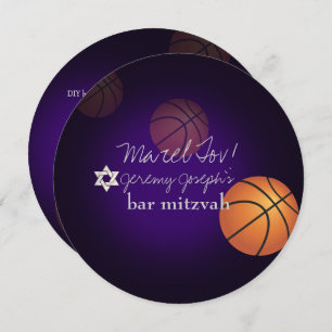 PixDezines Basketball Bar Mitzvah/DIY Farbe Einladung