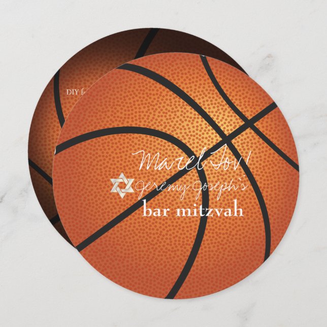 ✡ PixDezines Basketball Bar Mitzvah Einladung (Vorne/Hinten)