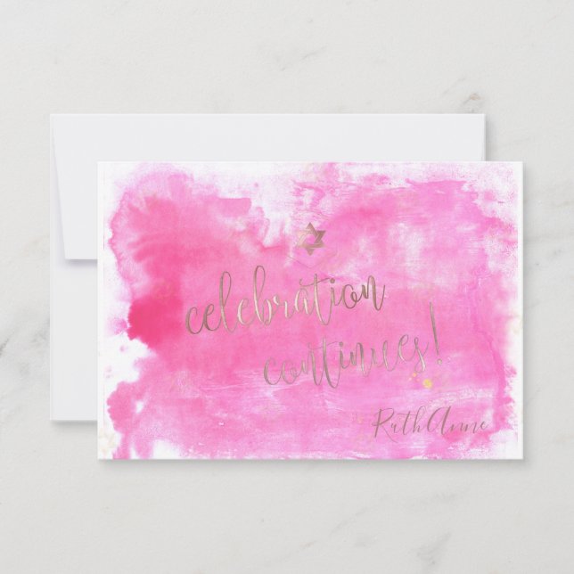 PixDezines Bat Mitzvah Celebration Cards ✡ Pink RSVP Karte (Vorderseite)