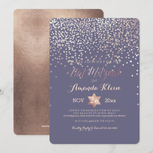 PixDezines Bat Mitzvah/Rose Gold/Confetti Einladung