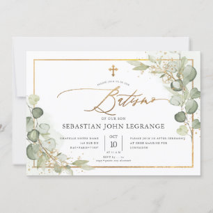 PixDezines Batismo de eucalipto rústico em aquarel Einladung