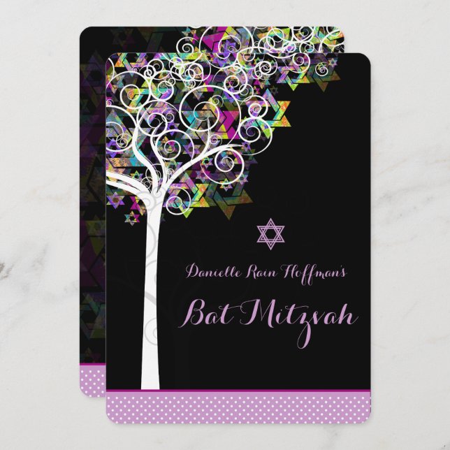 PixDezines Baum des Lebens Bat Mitzvah/diy Hinterg Einladung (Vorne/Hinten)