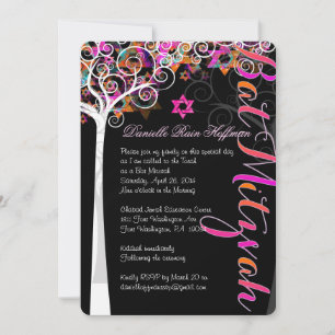 PixDezines Baum des Lebens Bat Mitzvah/Kreidetafel Einladung