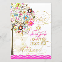 PixDezines Baum des Lebens+Blumen, Bat Mitzvah