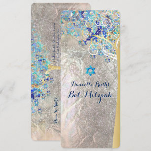 PixDezines Baum des Lebens Mitzwa/Silberfolie Einladung