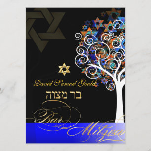 PixDezines Baum des Lebens+Sterne, Bar Mitzvah Einladung