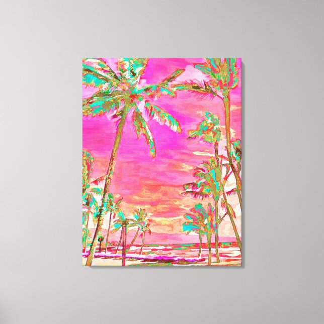 PixDezines Beach/Hawaii/Bay/Pink/Aquamarin Leinwanddruck (Vorderseite)