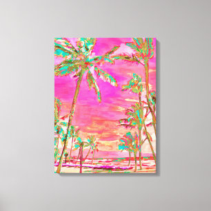 PixDezines Beach/Hawaii/Bay/Pink/Aquamarin Leinwanddruck