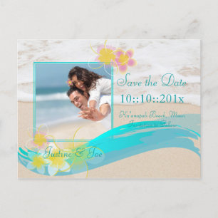 PixDezines Beach+Plumeria, Datum/Tagesanlässe gere Ankündigungspostkarte