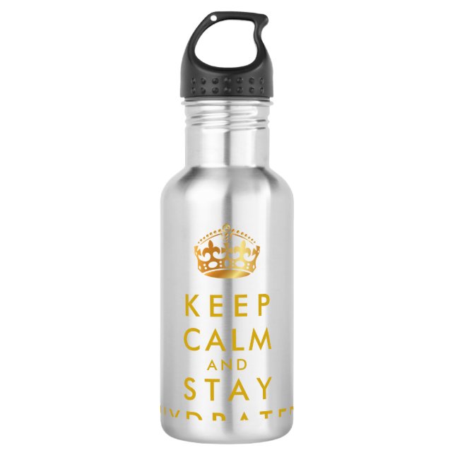 PixDezines BEHALTE CALM und BLEIBE HYDRATED Trinkflasche (Vorderseite)