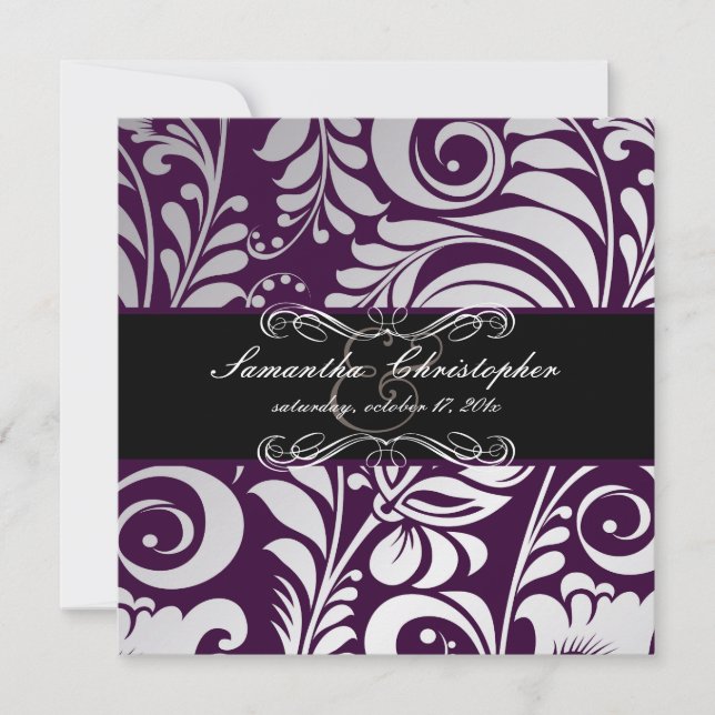 PixDezines Bellissimo Damask, Custom Color! Einladung (Vorderseite)