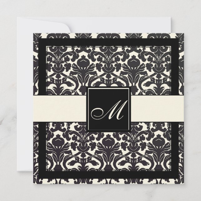 PixDezines Black Flora Damask/DIY Hintergrund! Einladung (Vorderseite)