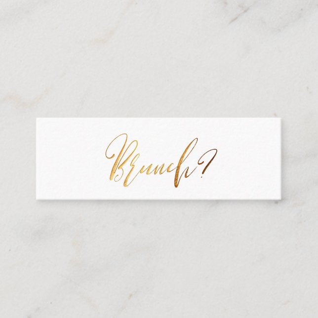 PixDezines Black+Imitate Gold Brunch Date Cards Mini Visitenkarte (Vorderseite)