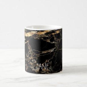 PixDezines BLACK MARBLE IMITAT GOLD VEINS Tasse
