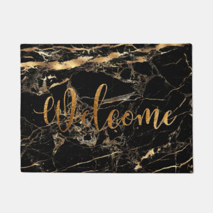 PixDezines BLACK MARBLE IMITATS GOLD VEINS, WILLKO Fußmatte