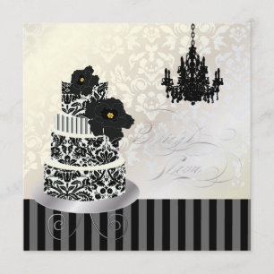 PixDezines BLACK+WHITE WEDITE CAKE BRAUTPARTY Einladung