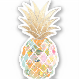 PixDezines Blaue Aloha-Ananas, Falsche Goldkrone Aufkleber