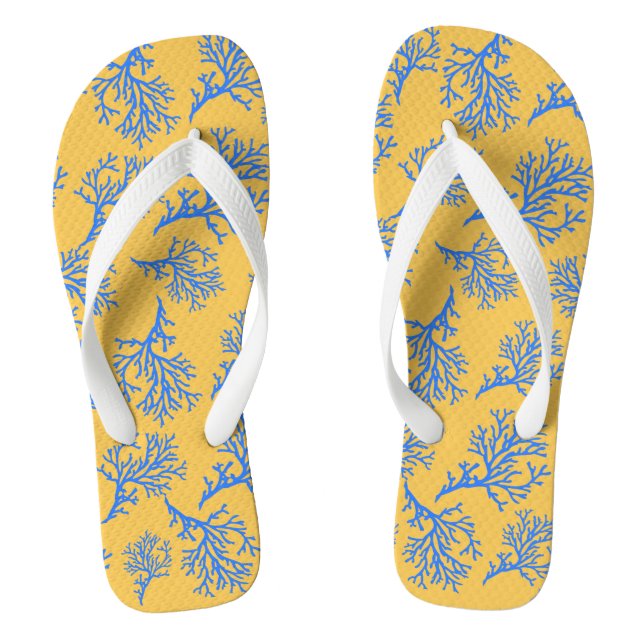 PixDezines-blaue Korallen/DIY-Farbe Flip Flops (Fußbett)