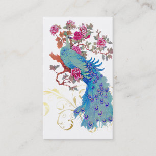 PixDezines Blauer Pfau/Pfingstrose/diy Hintergrund Visitenkarte