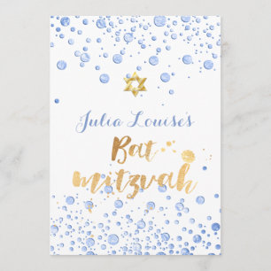 PixDezines Blaues Konfetti Bat Mitzvah Einladung