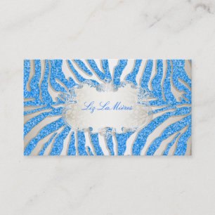 PixDezines blaues Zebra/Champagner Visitenkarte