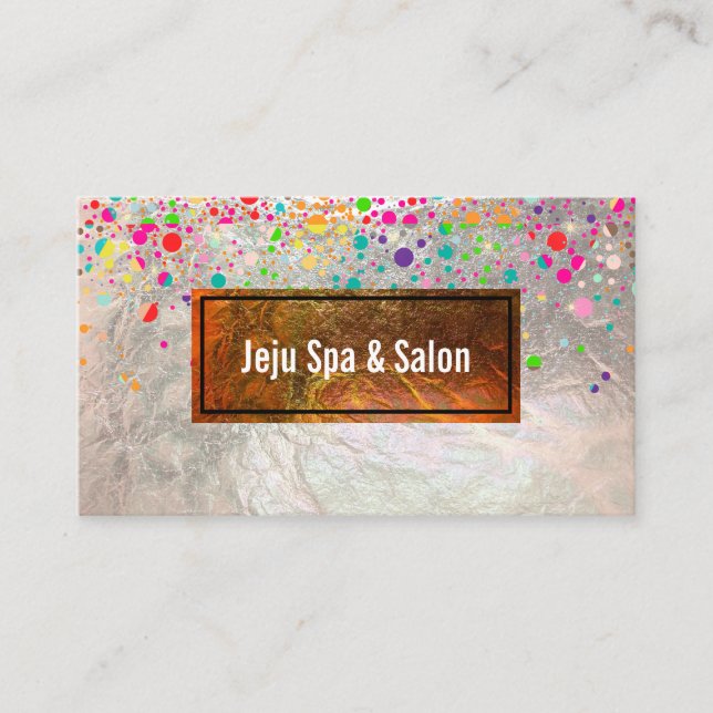 PixDezines (blazzled/Regenbogen/Imitate silber) Visitenkarte (Vorderseite)