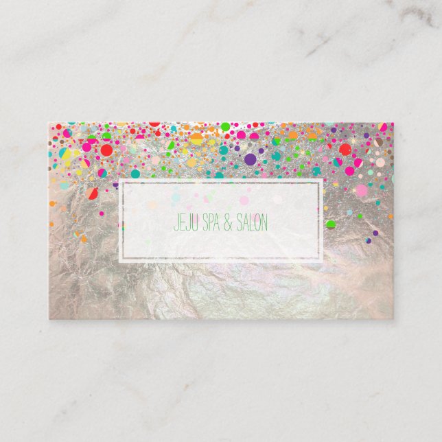 PixDezines (blazzled/Regenbogen/Imitate silber) Visitenkarte (Vorderseite)