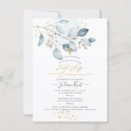 PixDezines Blue Gum Eukalyptus 1. Heilige Kommunio Einladung