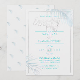 PixDezines Blue+Silver Palms, Engagement Party Einladung