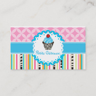 PixDezines Blueberry Wirbel cupcake+Stripes Visitenkarte