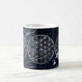 PixDezines BLUME des LEBEN-IMITAT-SILBERS+MARMOR Kaffeetasse