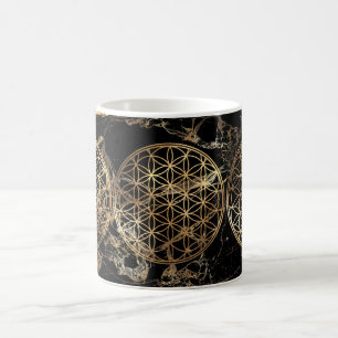 PixDezines BLUME DES LEBENS FALSCHGOLD+MARMOR Tasse