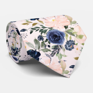 PixDezines Blush Blaue Wasserfarben Blumen DIY Far Krawatte