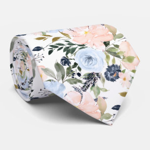 PixDezines Blush Blaue Wasserfarben Blumen DIY Far Krawatte