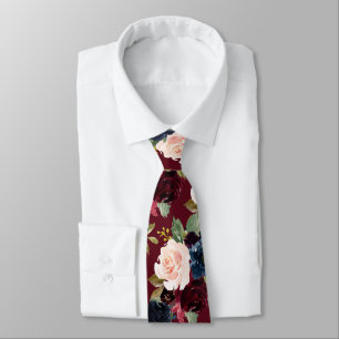 PixDezines Blush Burgund Weinblau Blumen DIY Hinte Krawatte